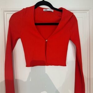 Red Zara cardigan